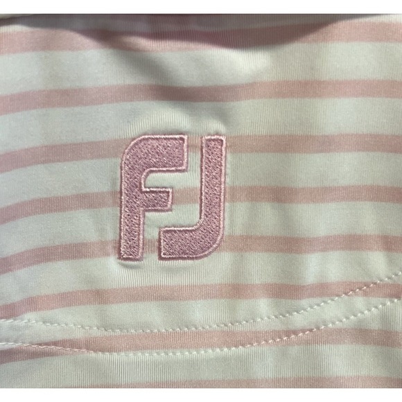 NEW FootJoy FJ 26539 Lisle Stripe Polo Shirt Mens Pink Oldcastle APG Logo 2XL - Picture 9 of 9